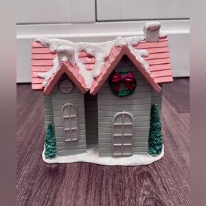 Yankee Candle Christmas Charming Holiday House Candle Holder Blue Pink Pastel